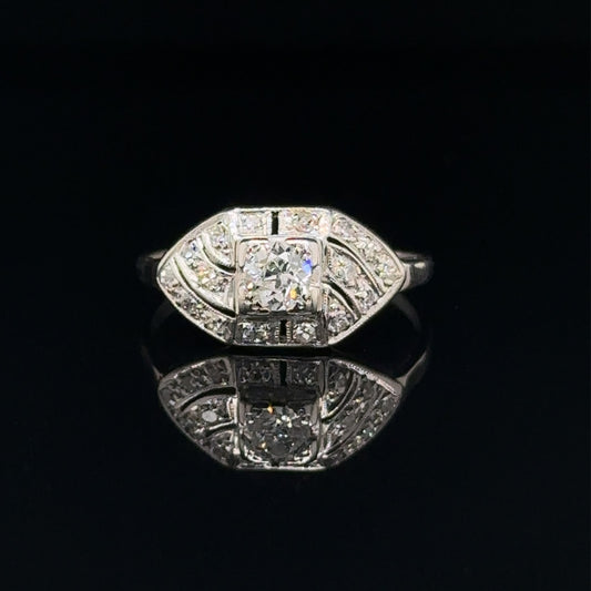 1930's Estate Platinum And Diamond Engagement Ring
