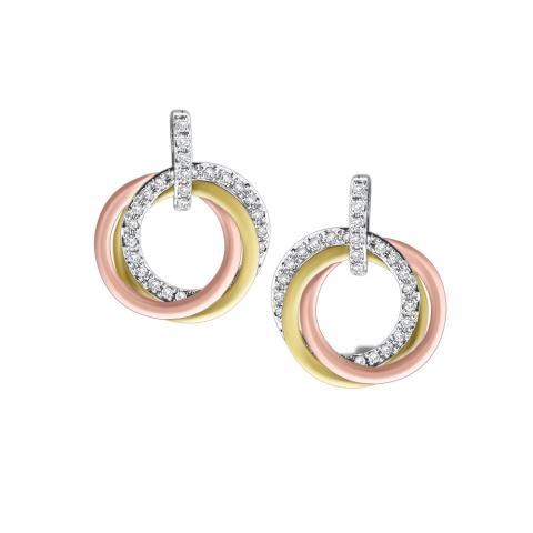 Tri-Tone Triple Circle Earrings