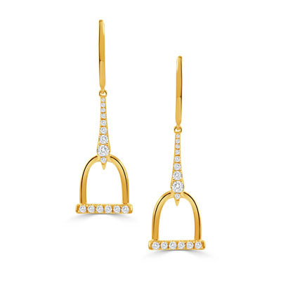 Gold and Diamond Stirrup Earrings