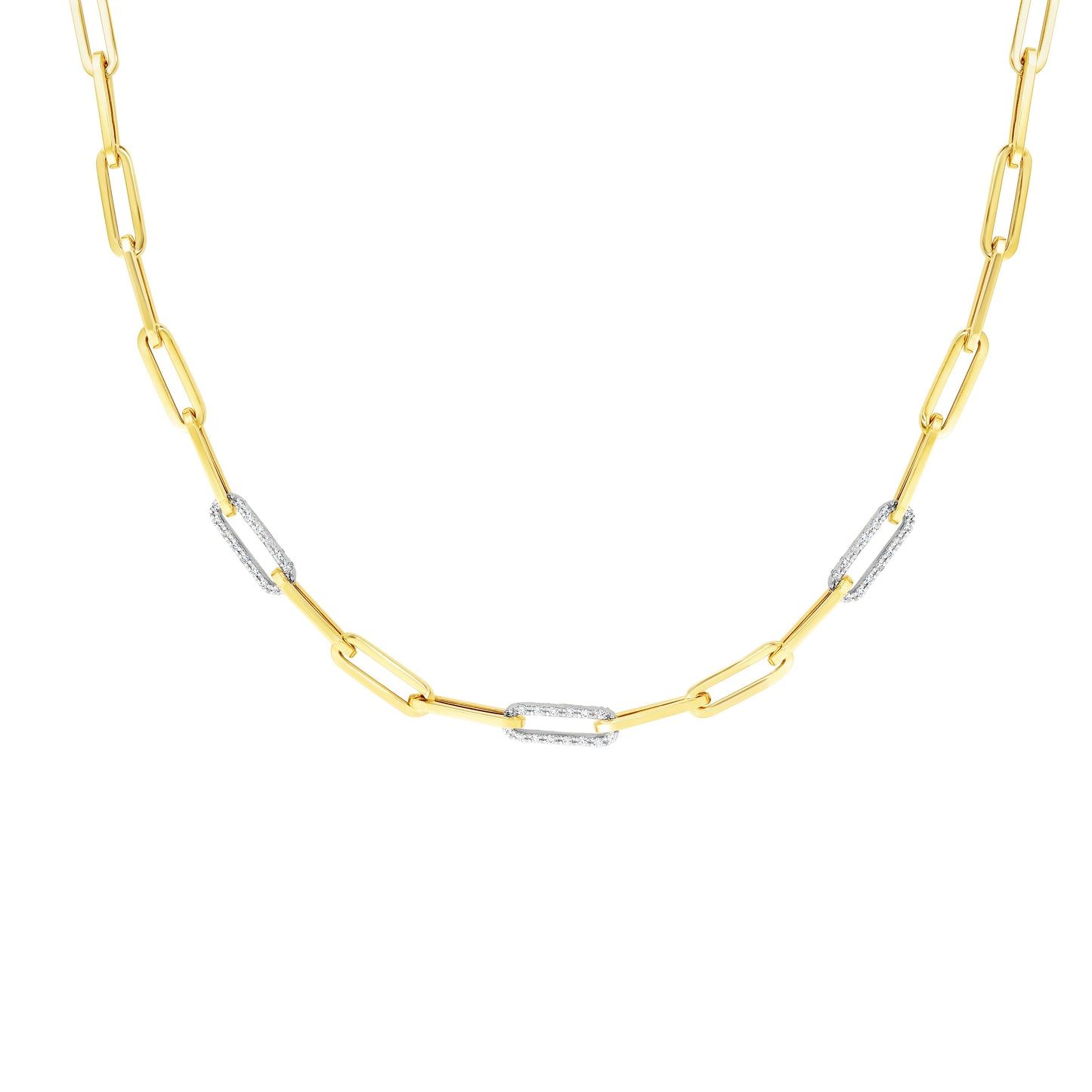 Two-Tone Gold and Diamond Paperclip Necklace