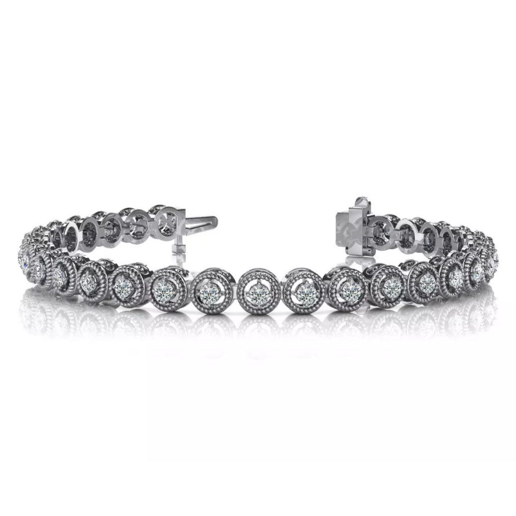 Milgrain Finish Diamond Bracelet