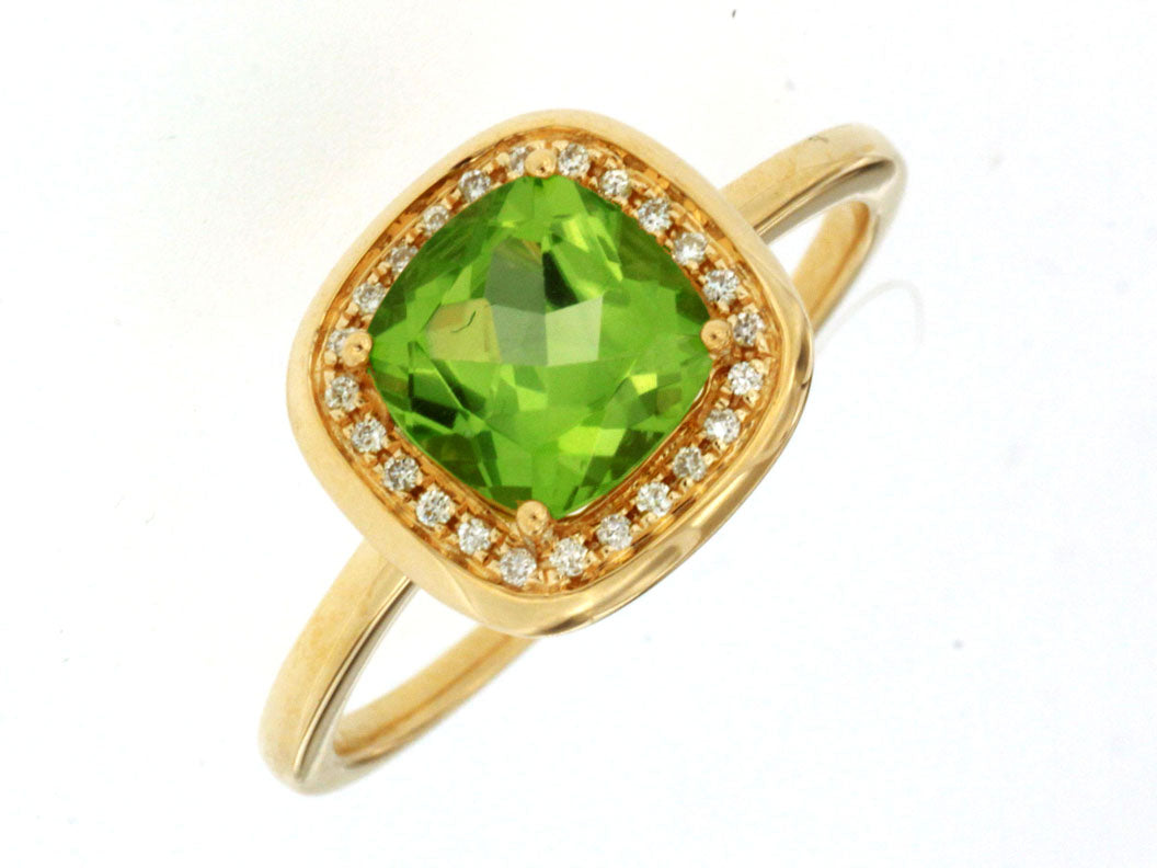 Peridot And Diamond Halo Ring