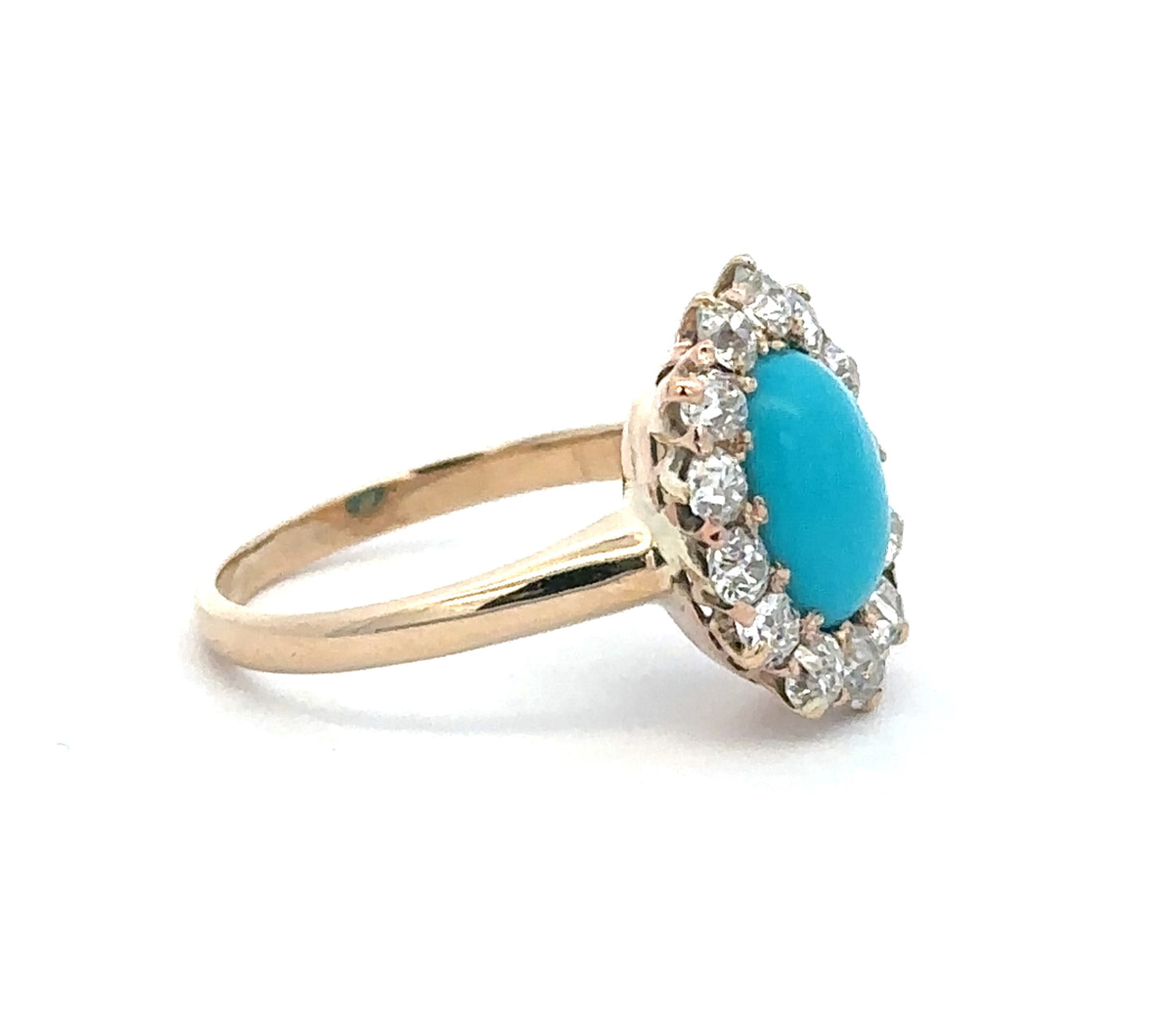 Turquoise And Diamond Halo Ring