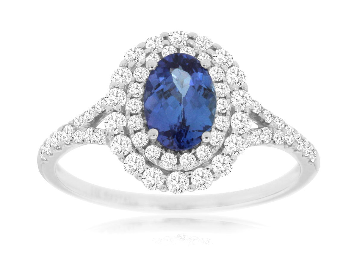 Double Halo Tanzanite Ring