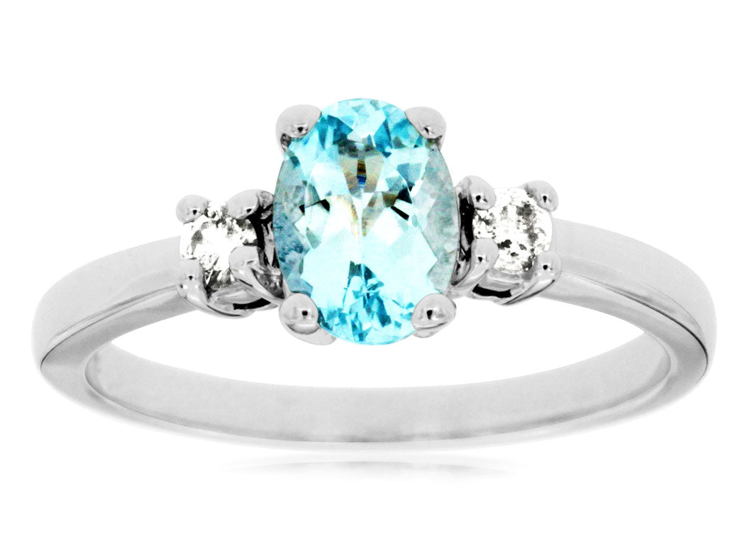 Three-Stone Aquamarine And Diamond Ring