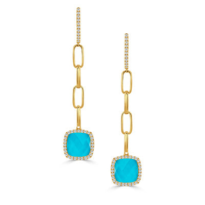 Quartz Over Turquoise Earrings