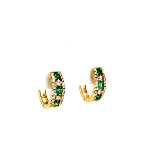 Emerald And Diamond Small Huggie Earrings