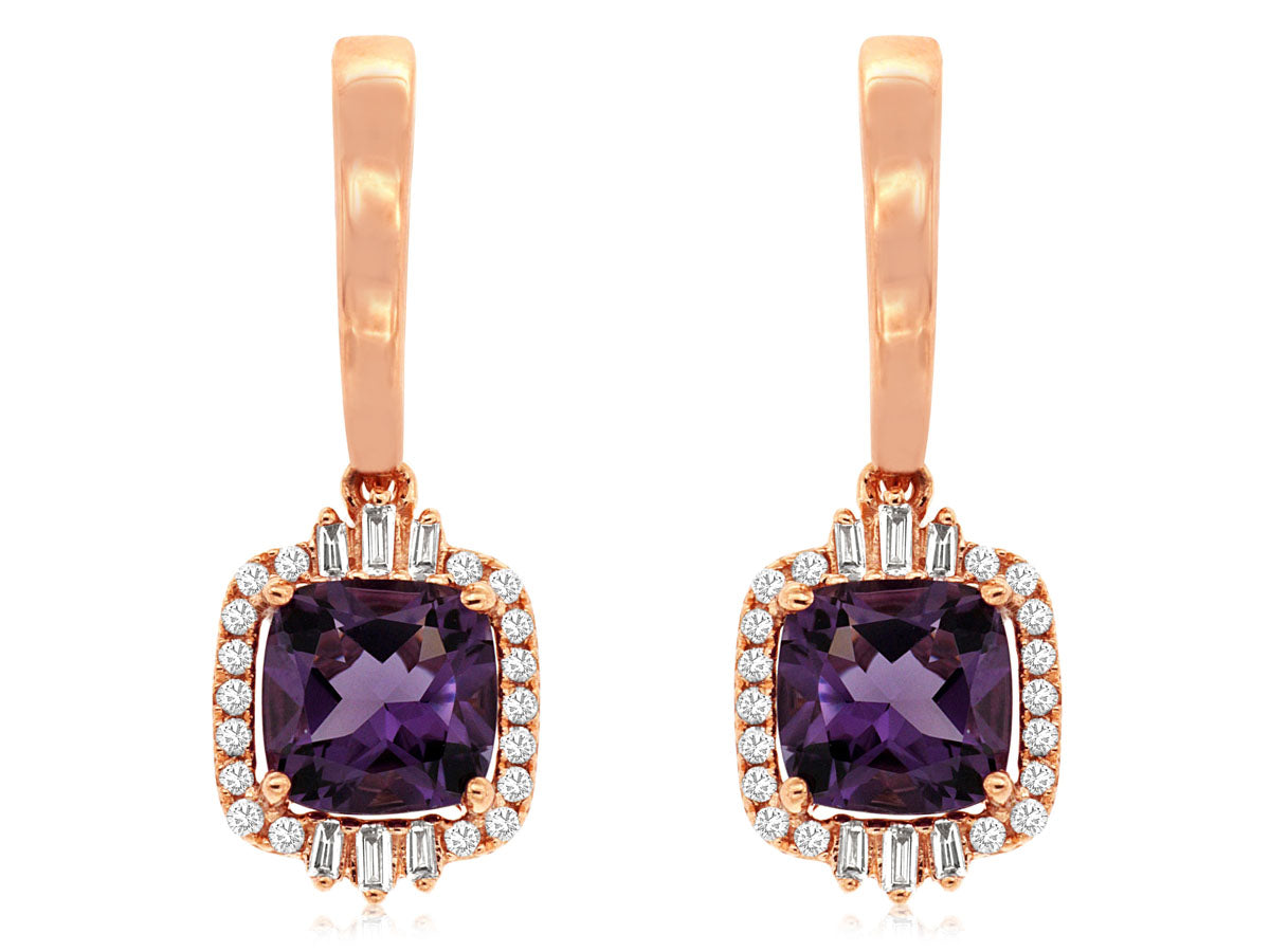 Amethyst And Diamond Earrings
