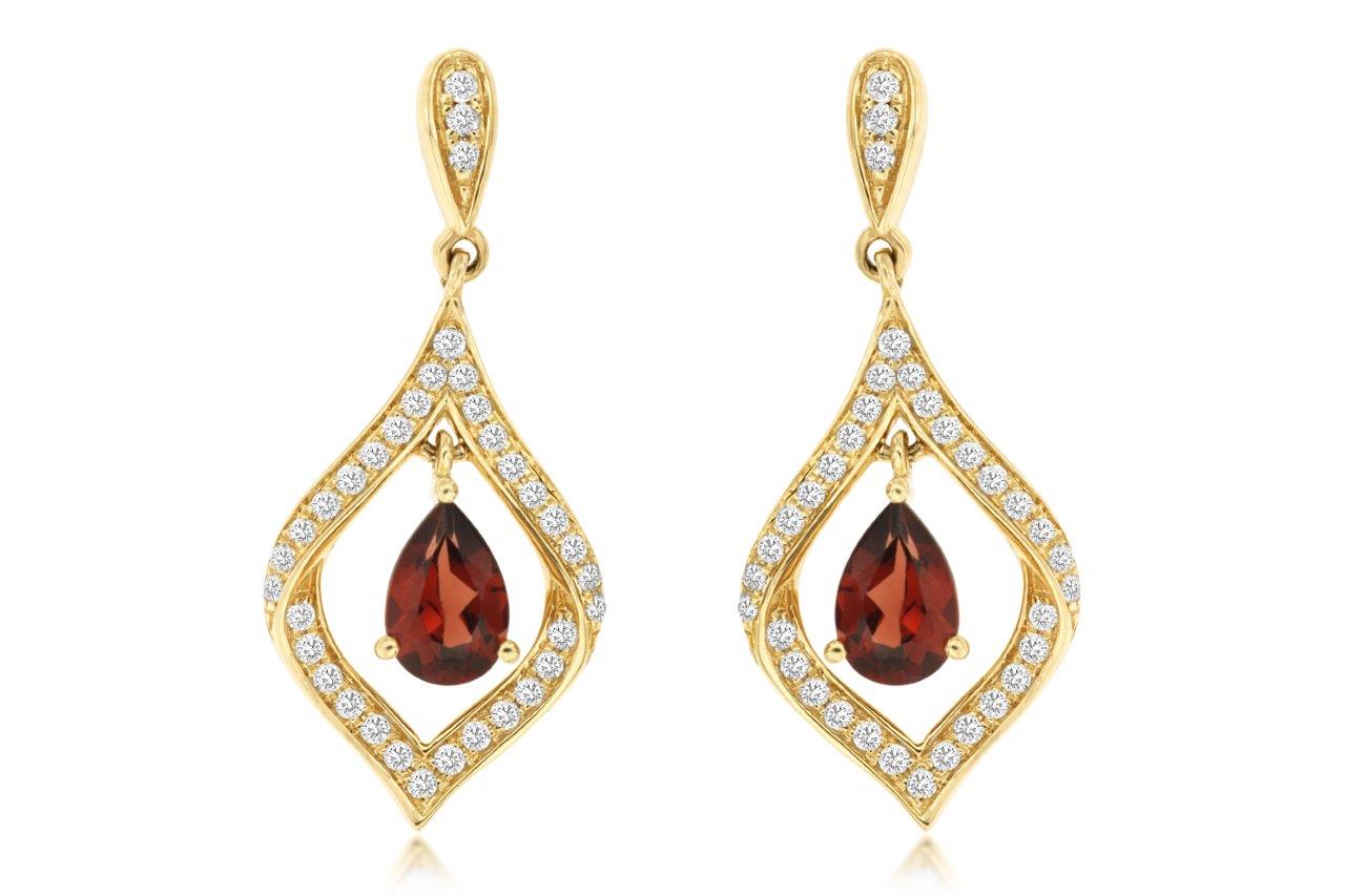 Garnet And Diamond Earrings
