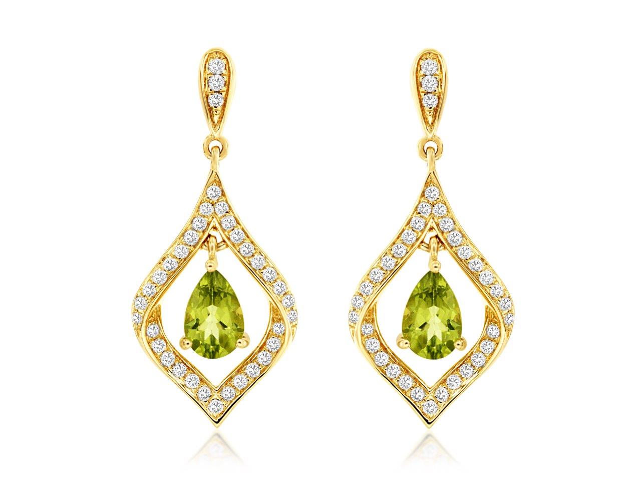 Peridot And Diamond Earrings
