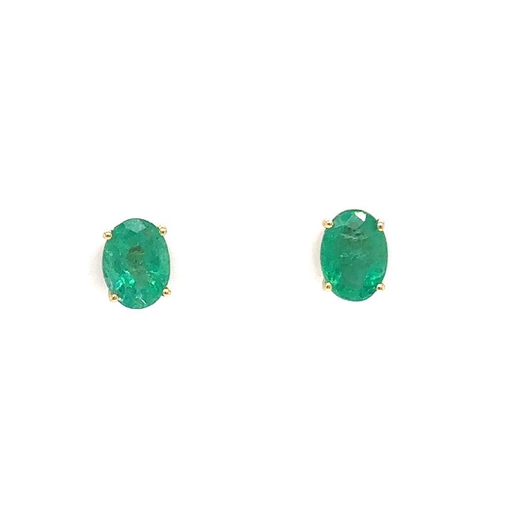 Emerald Stud Earrings With Diamond Jackets