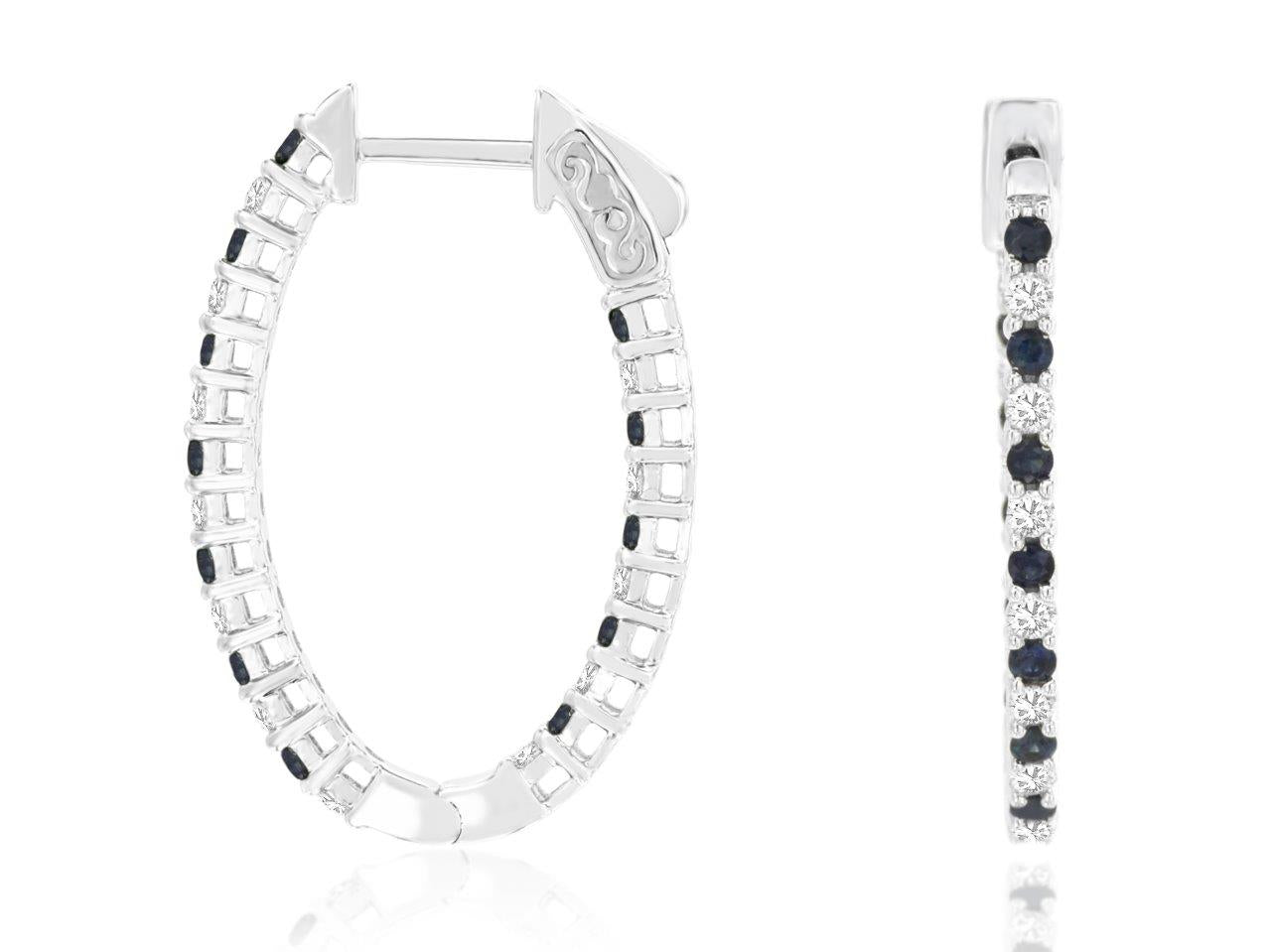 Sapphire Oval Hoop Earrings