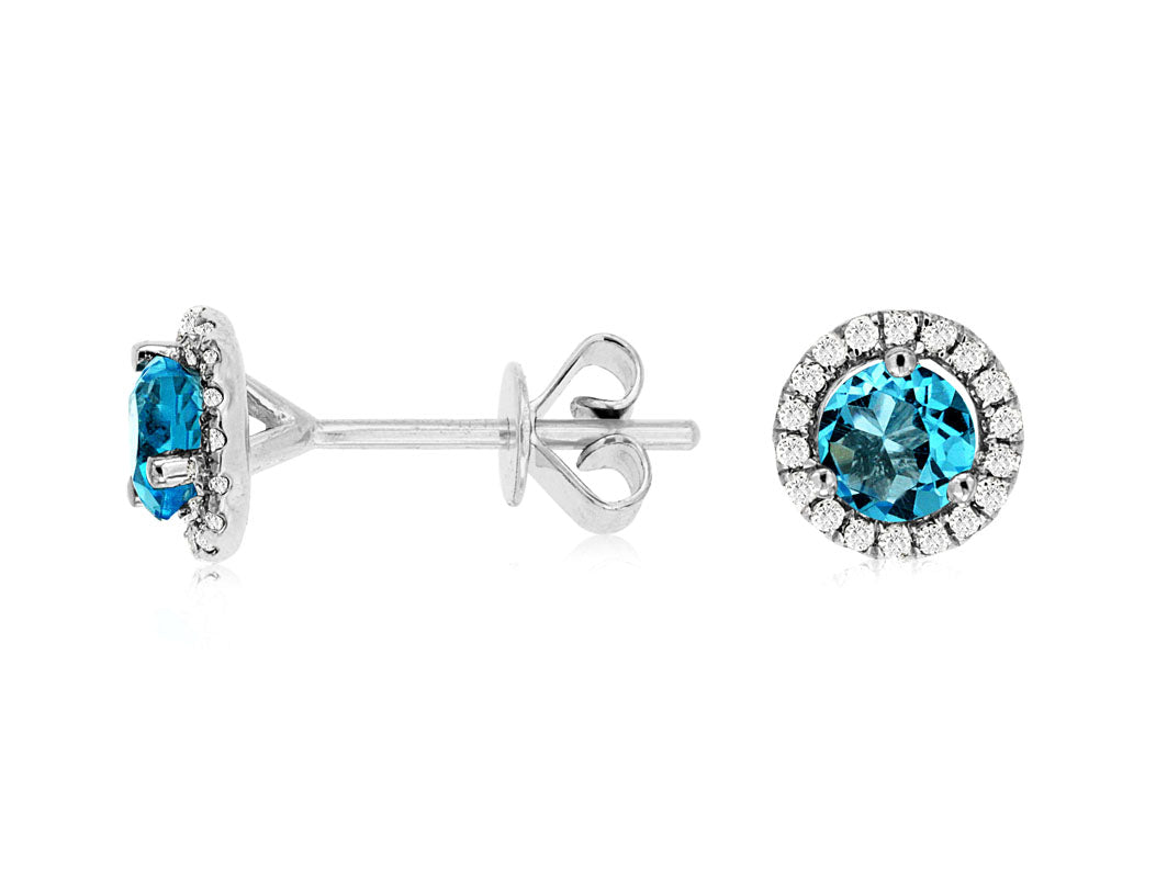 Blue Topaz Halo Earrings