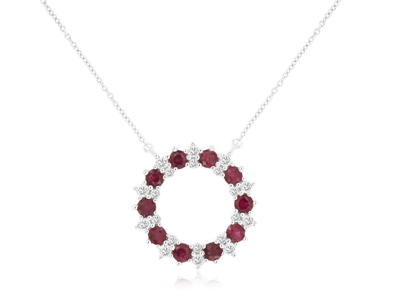 Ruby And Diamond Circle Necklace