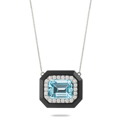 Sky Blue Topaz And Onyx Necklace