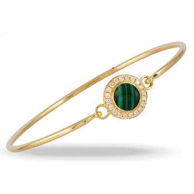 Malachite and Diamond Bangle Bracelet