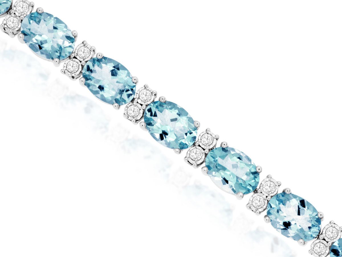 Aquamarine And Diamond Bracelet