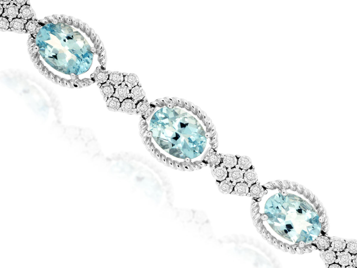 Aquamarine And Diamond Bracelet