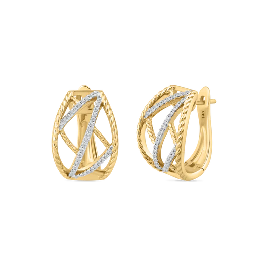 Braided Gold And Diamond Earrings