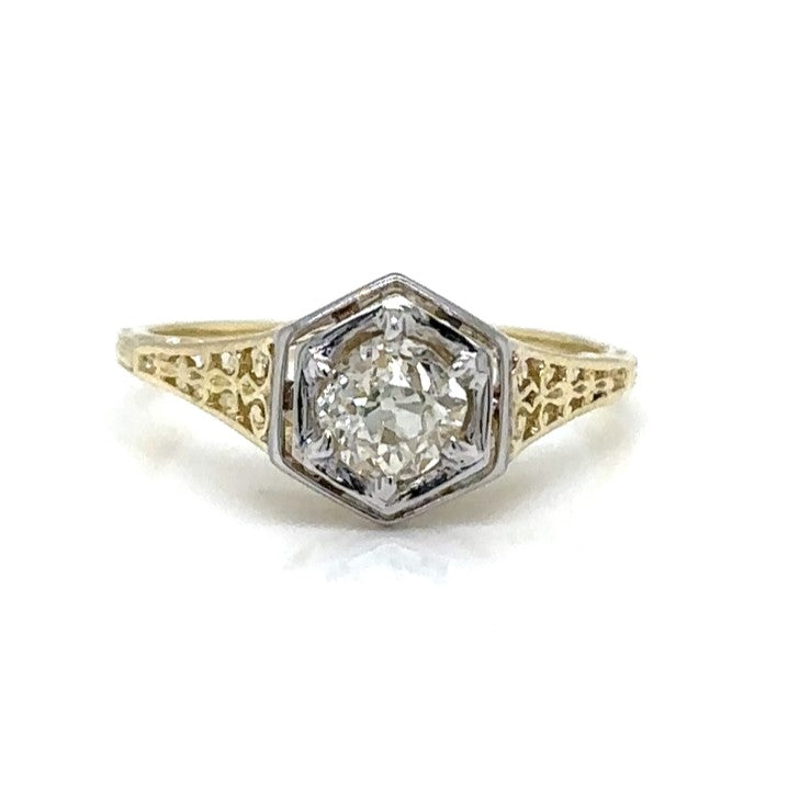 Two-Tone Diamond Filigree Ring
