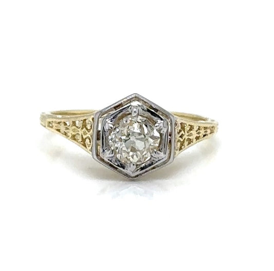 Two-Tone Diamond Filigree Ring