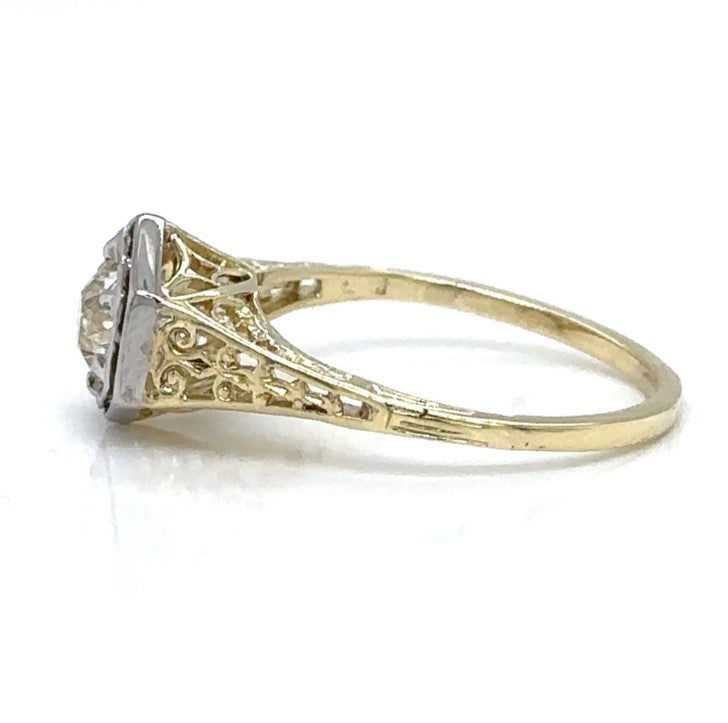 Two-Tone Diamond Filigree Ring