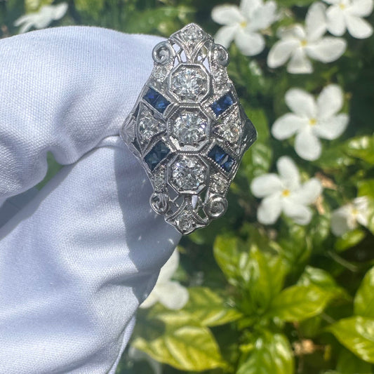 1920's Estate Filigree Platinum Ring