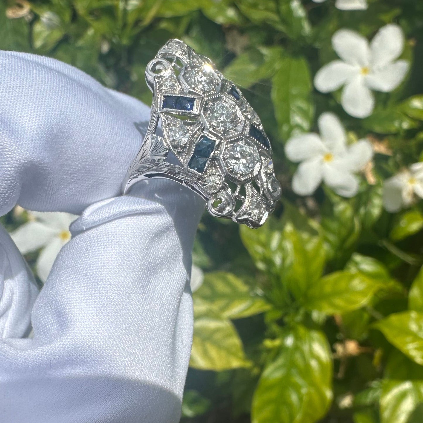 1920's Estate Filigree Platinum Ring