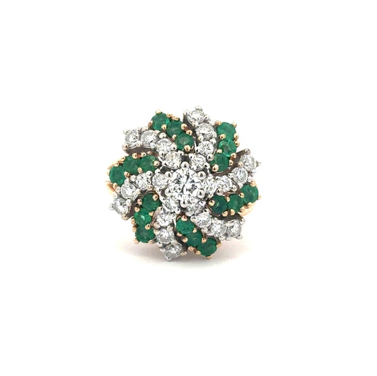Diamond And Emerald Cocktail Ring
