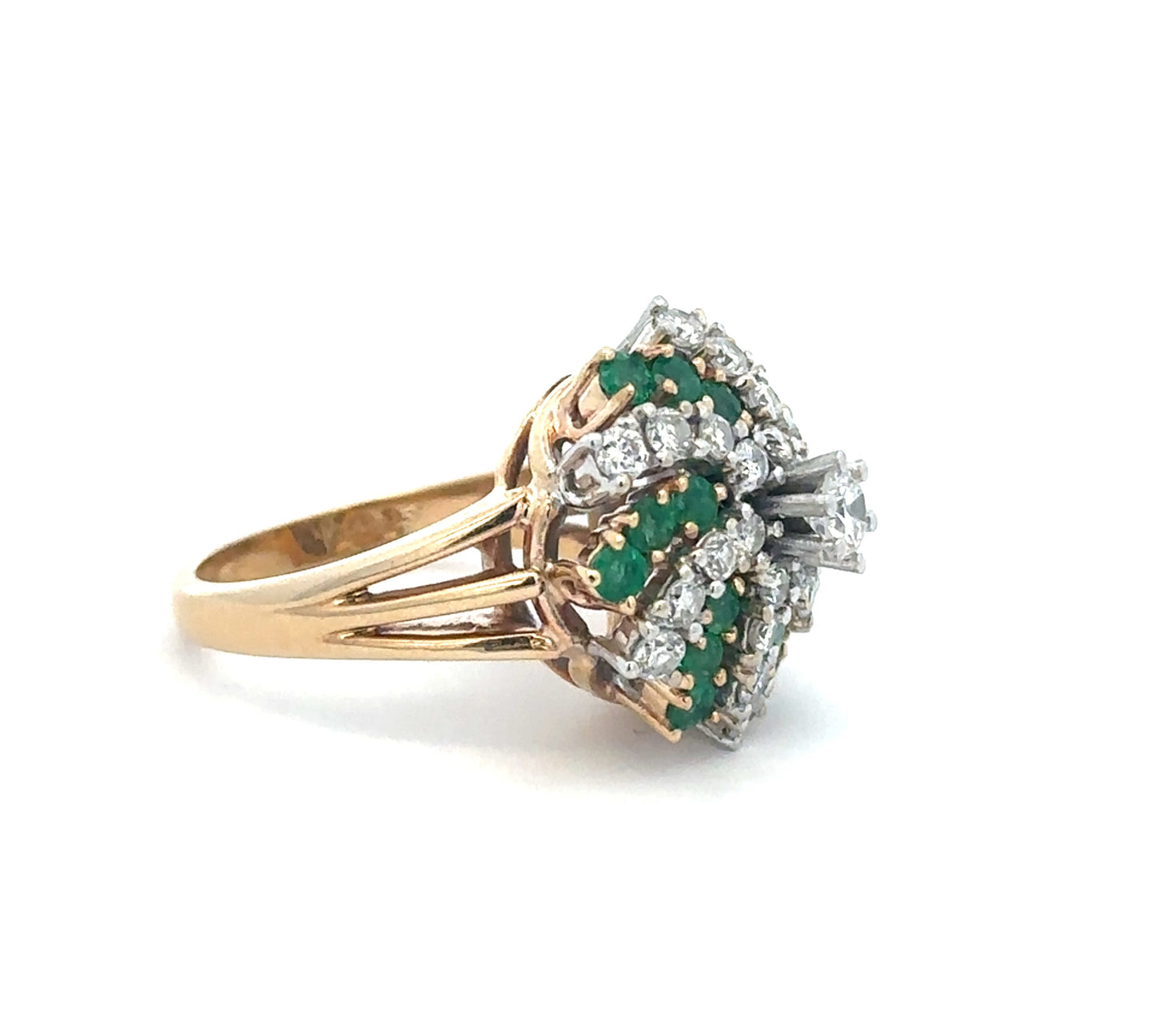Diamond And Emerald Cocktail Ring
