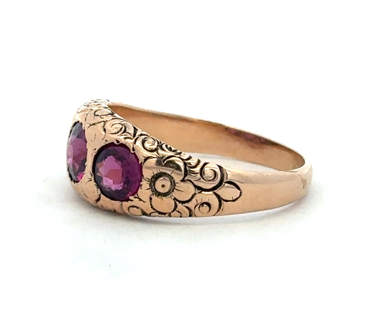 Hand Engraved Garnet Ring