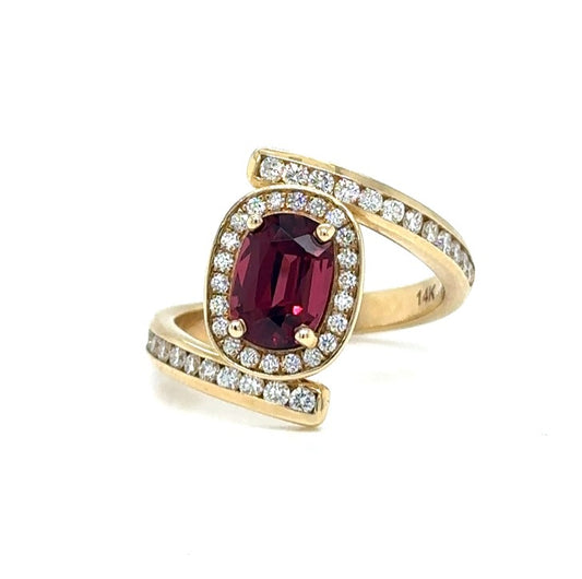 Red Spinel Bypass Ring