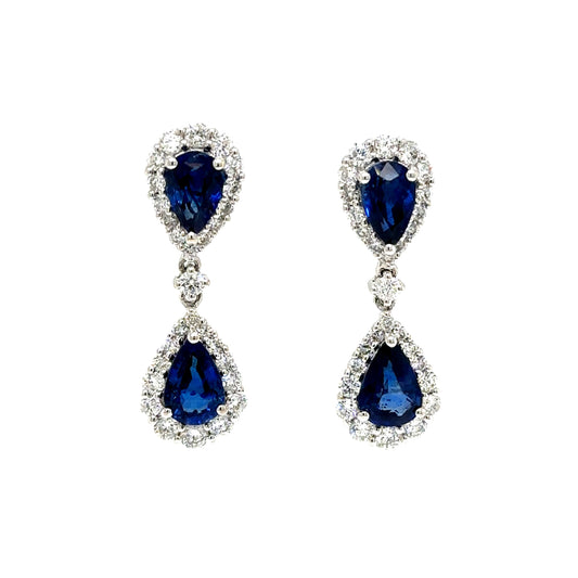 Sapphire And Diamond Dangle Earrings