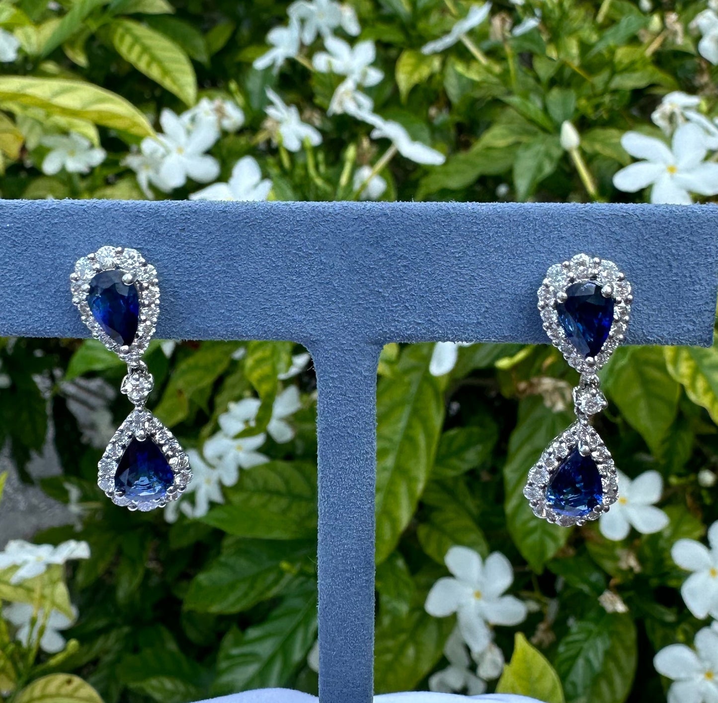 Sapphire And Diamond Dangle Earrings
