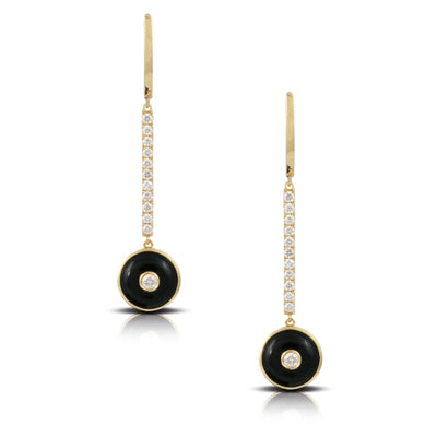 Onyx And Diamond Drop Earrings