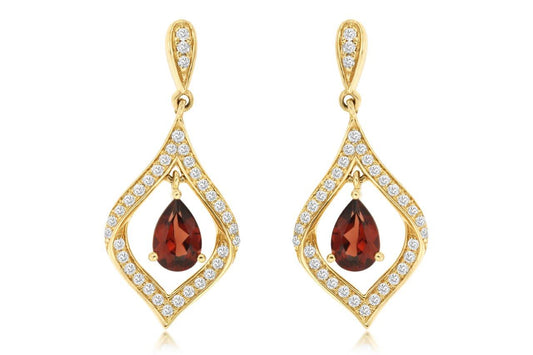 Garnet And Diamond Earrings