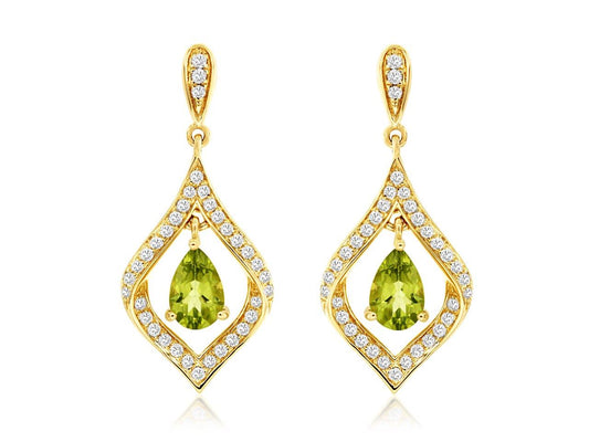 Peridot And Diamond Earrings