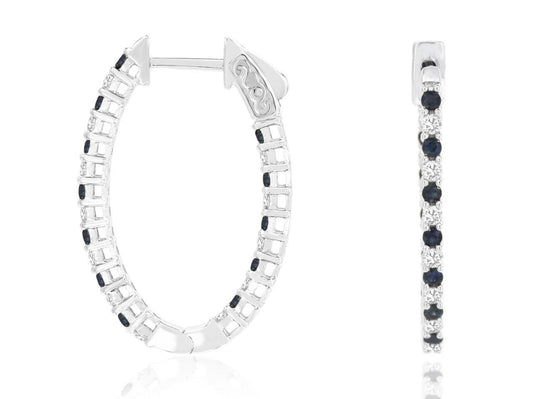 Sapphire Oval Hoop Earrings