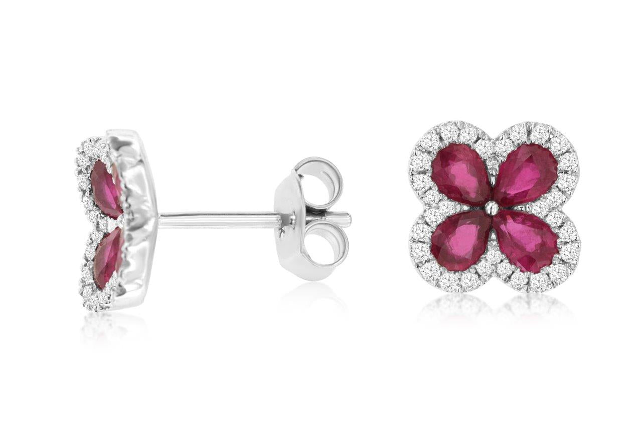 Ruby Clover Earrings