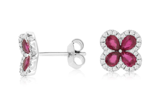 Ruby Clover Earrings