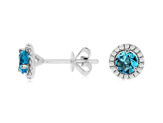 Blue Topaz Halo Earrings