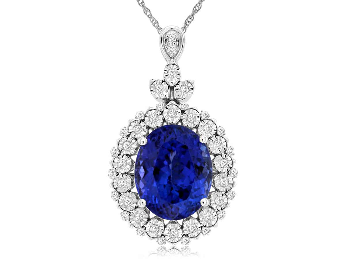 Tanzanite Halo Necklace