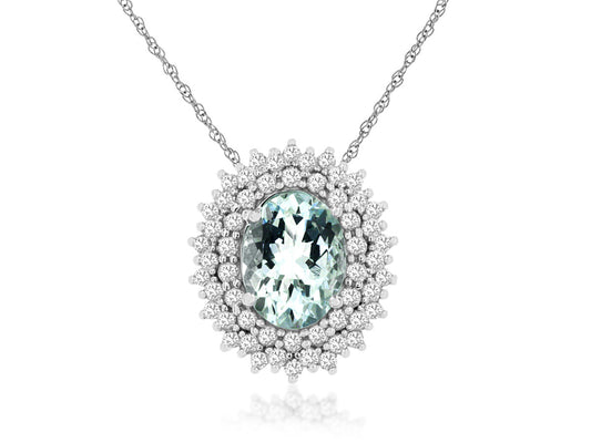 Aquamarine Double Halo Necklace