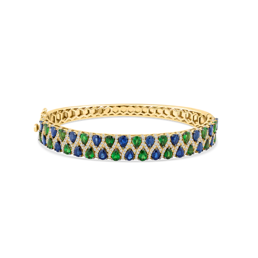 Sapphire And Green Garnet Bangle Bracelet