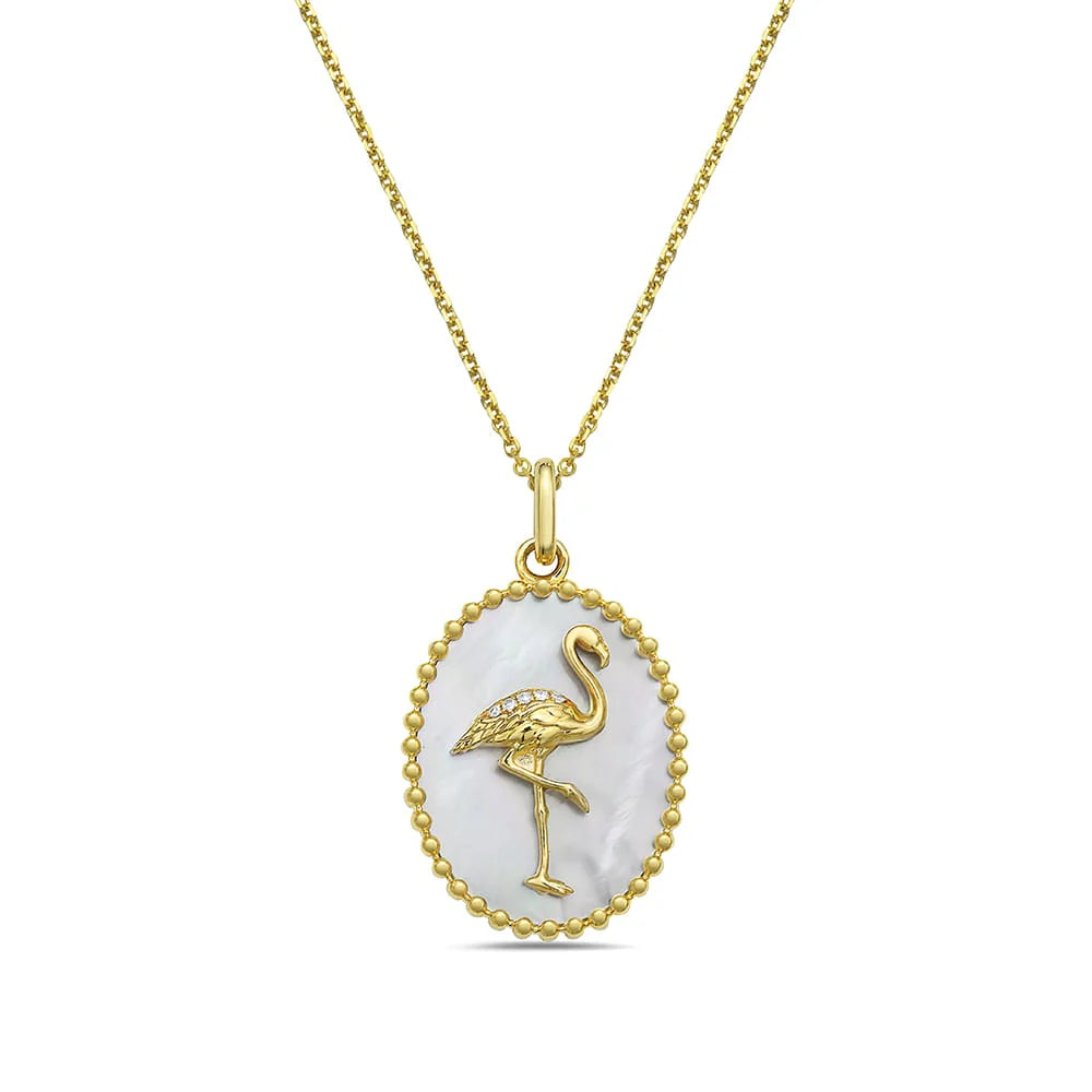 Mother Of Pearl Flamingo Necklace