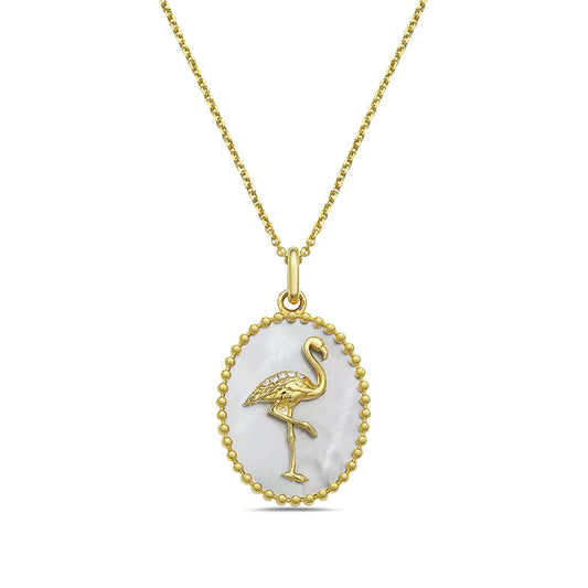Mother Of Pearl Flamingo Necklace