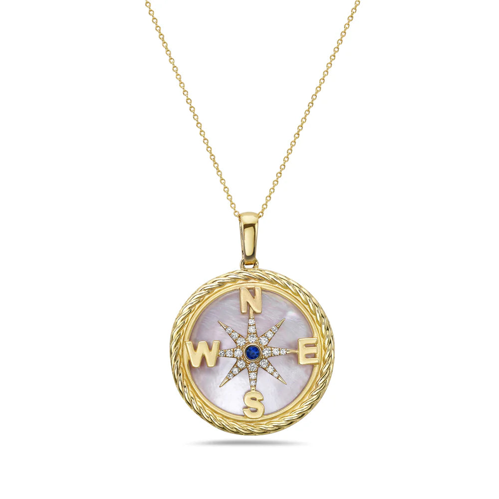 Mother Of Pearl Compass Necklace