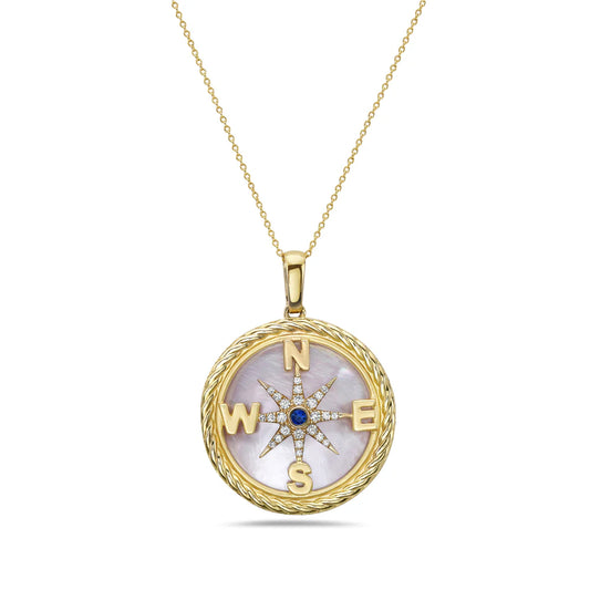 Mother Of Pearl Compass Necklace