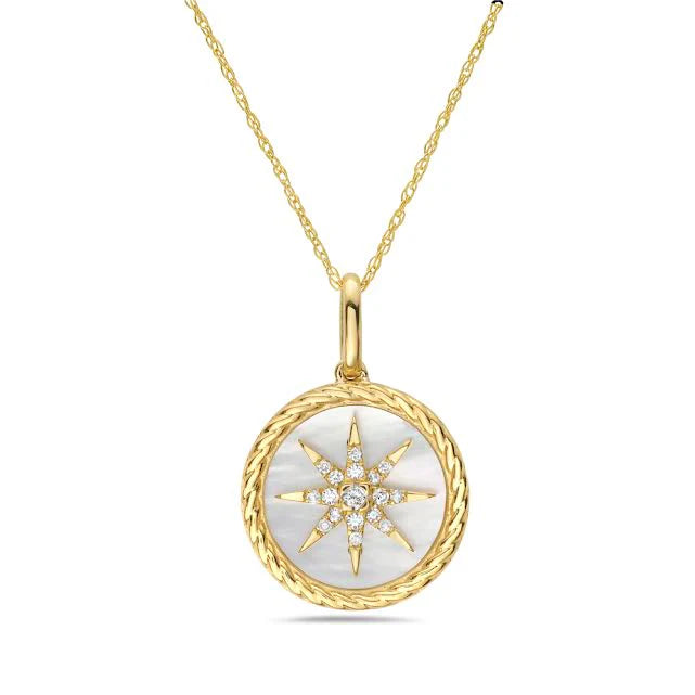 Mother Of Pearl Compass Necklace