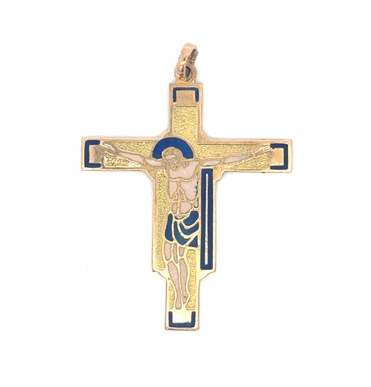 Glass Enamel Crucifix Pendant